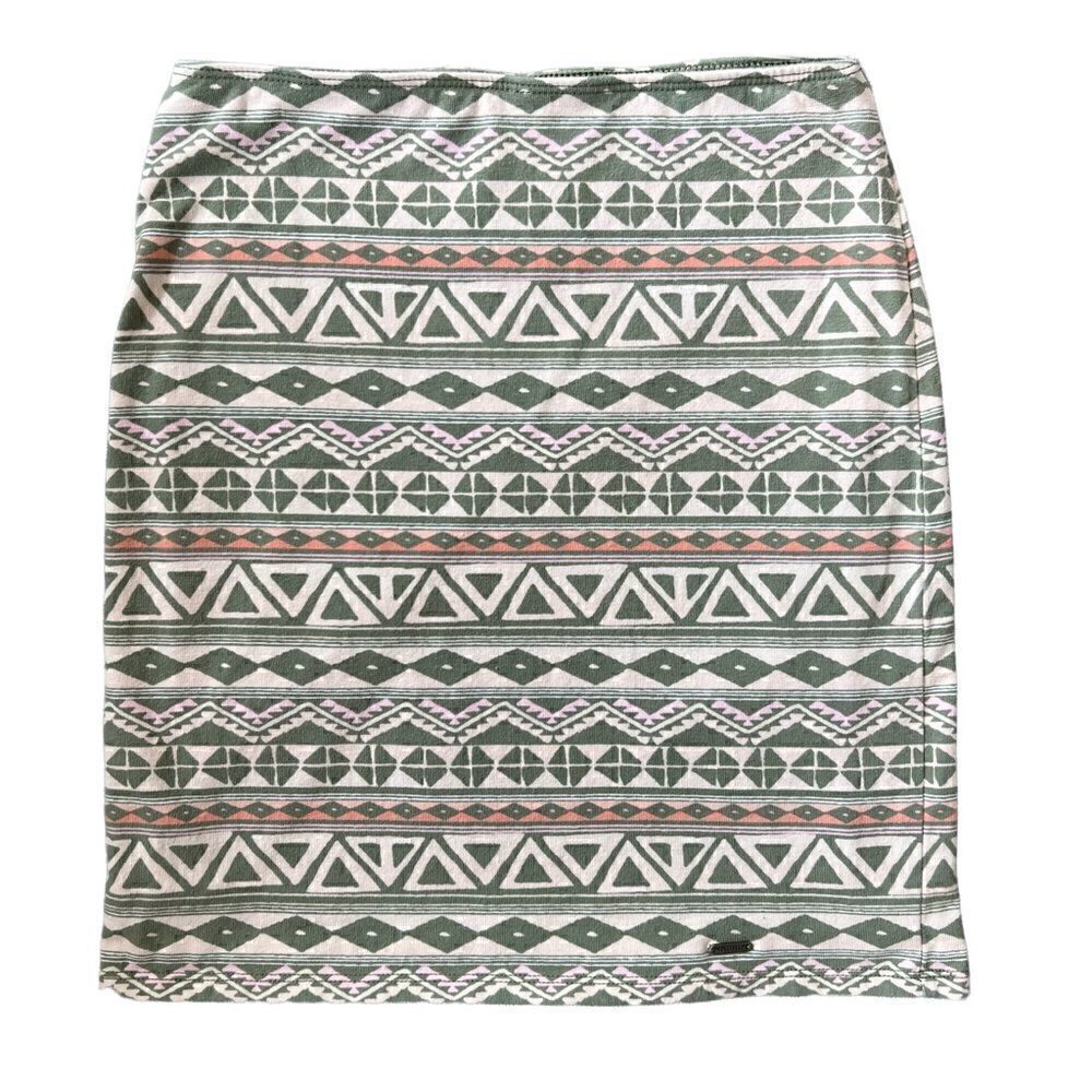 Hollister Geometric Mini Skirt Green Cream Pink Women’s Size XS